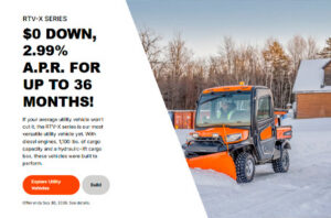 Read more about the article RTV-X SERIES – $0 Down, 2.99% A.P.R. for up to 36 Months! – Utility Vehicles