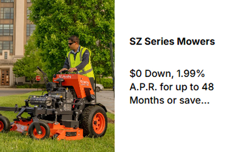 You are currently viewing SZ Series Mowers – $0 Down, 1.99% A.P.R. for up to 48 Months or save $150!* – Agricultural Mowers