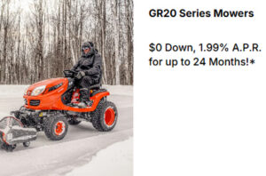 Read more about the article GR20 Series Mowers – $0 Down, 1.99% A.P.R. for up to 24 Months!* – Agricultural Mowers