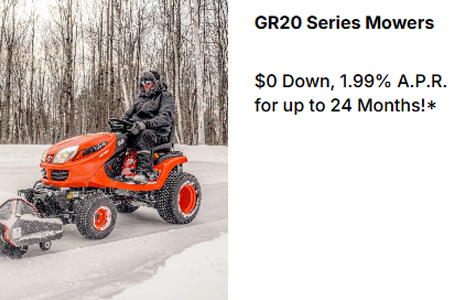 You are currently viewing GR20 Series Mowers – $0 Down, 1.99% A.P.R. for up to 24 Months!* – Agricultural Mowers