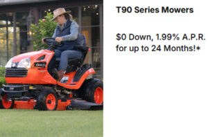 Read more about the article T90 Series Mowers – $0 Down, 1.99% A.P.R. for up to 24 Months!* – Agricultural Mowers