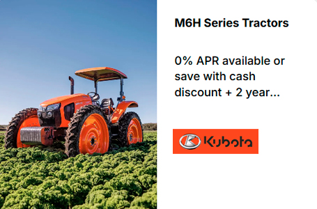 Read more about the article M6H Series Tractors – 0% APR available or save with cash discount + 2 year Orange Protection extended warranty!* – Agricultural Tractors