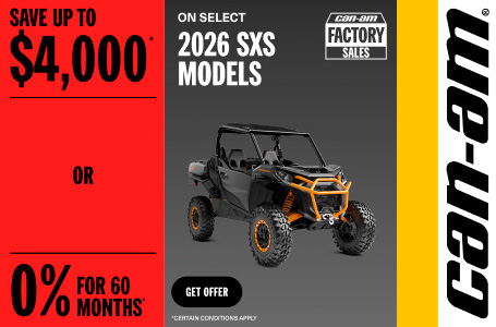Read more about the article Save up to $4,000 OR 0% for 60 months on select 2026 SxS models – Side x Side