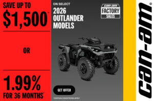 Read more about the article Save up to $1,500 OR 1.99% for 36 months on select 2026 Outlander models – ATV